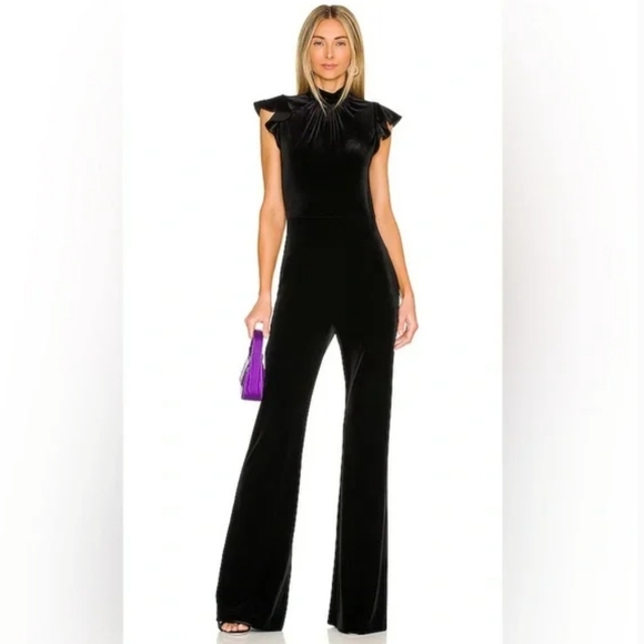 REVOLVE Pants - x REVOLVE Davina Jumpsuit in Black Velvet